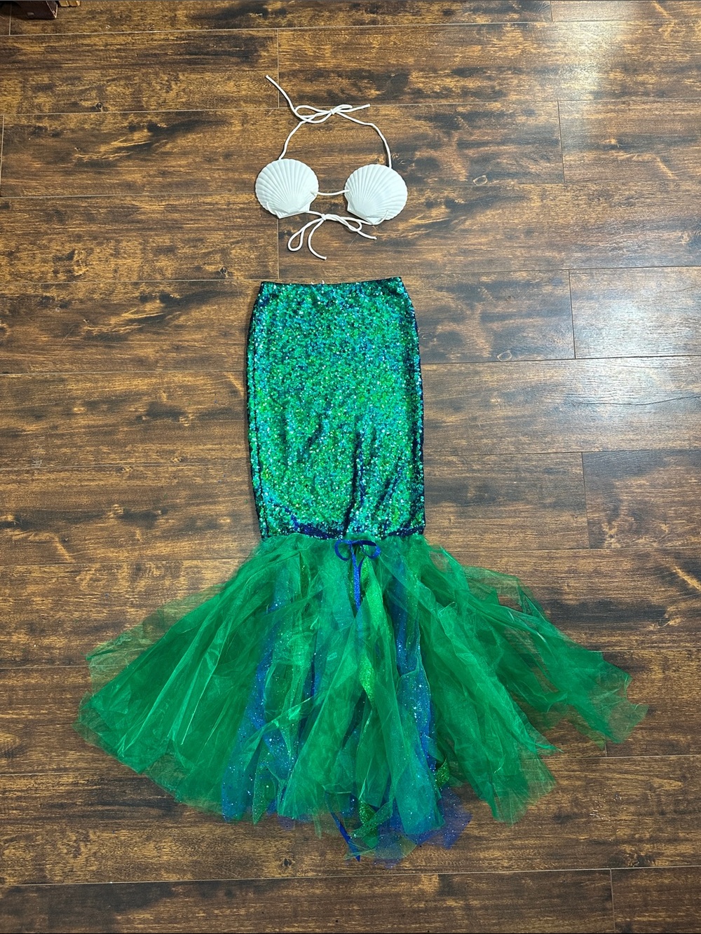 🧜‍♀️ Mermaid Halloween Costume Sequin Tulle Tail & Shell Top ✨